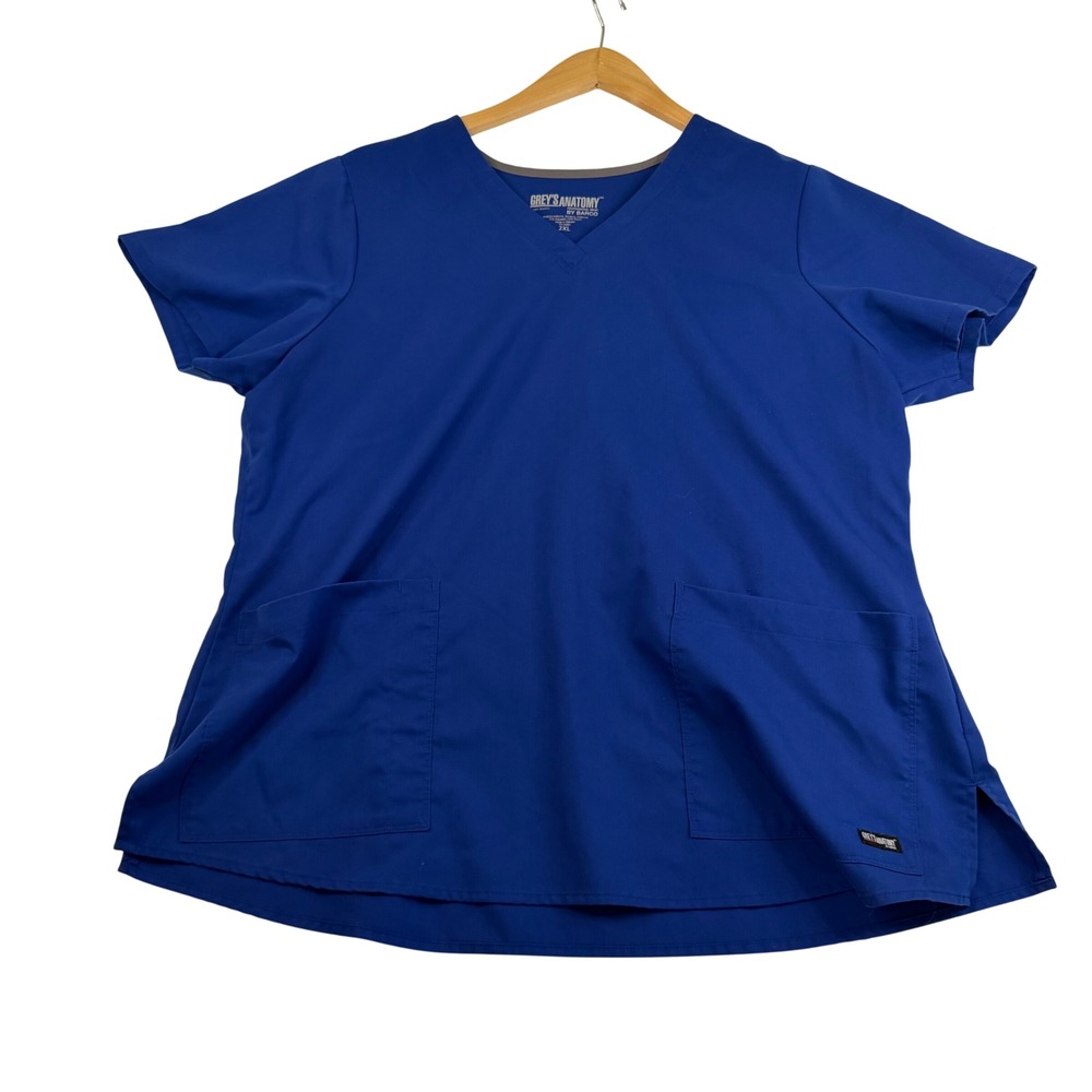 Greys Anatomy by Barco Womens 2XL Royal Blue V-Neck Scrub Top 2174